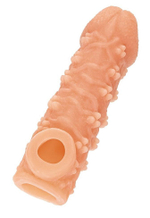 Телесная закрытая насадка с пучками шишечек cock sleeve 009 size s - 13,8 см.