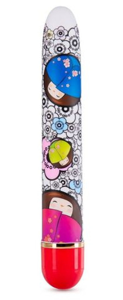 Яркий вибромассажёр с принтом Play Flirty - 17,8 см.