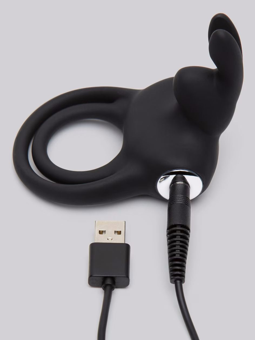 Черное эрекционное виброкольцо happy rabbit cock ring