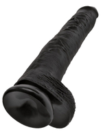 Чёрный фаллоимитатор-гигант 14  cock with balls - 37,5 см.