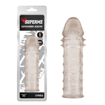 Дымчатая удлиняющая насадка на пенис extra texture sleeve - 16,2 см.