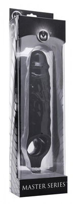 Чёрная увеличивающая насадка на член mamba cock sheath packaged - 16,5 см.