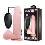 Телесный вибратор-ротатор с присоской oliver - 19,5 см.
