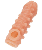 Телесная закрытая насадка с шариками cock sleeve 010 size l - 17,6 см.