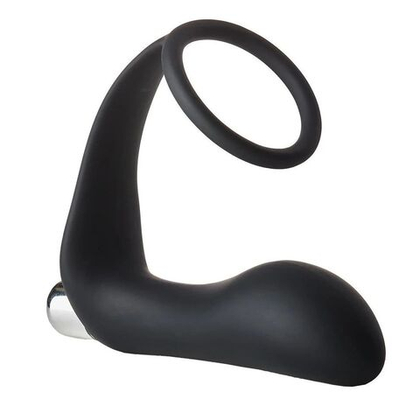 Черное эрекционное кольцо с вибропробкой vibrating anal plug with cockring