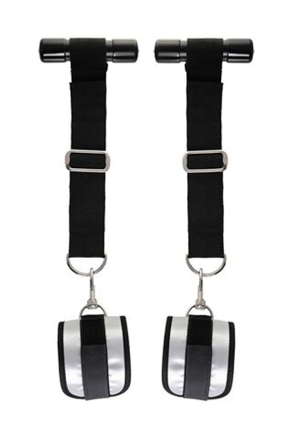 Черно-серебристые фиксаторы для рук на дверь anonymo