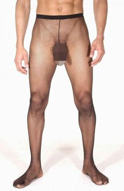 Мужские полупрозрачные колготки в сеточку