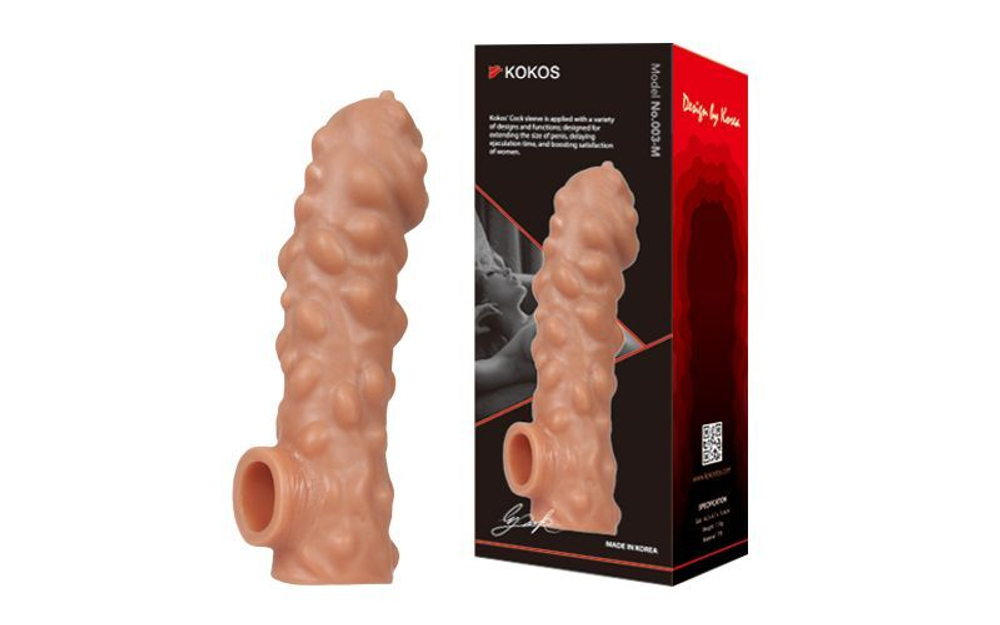 Насадка на фаллос с крупными бугорками cock sleeve 003 size l - 17,6 см.