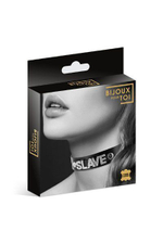 Чокер с надписью collier strass slave cuir bovin
