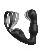 Черный вибростимулятор простаты с эрекционным кольцом ass-gasm pro p-spot milker