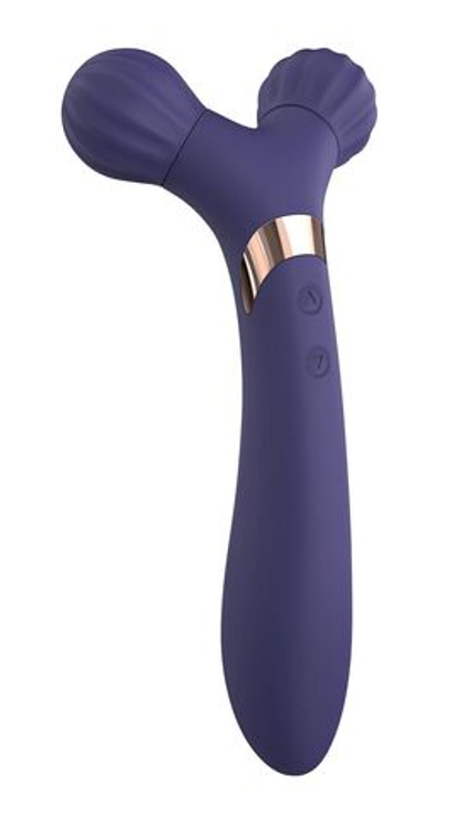 Темно-синий двусторонний вибромассажёр Fireball