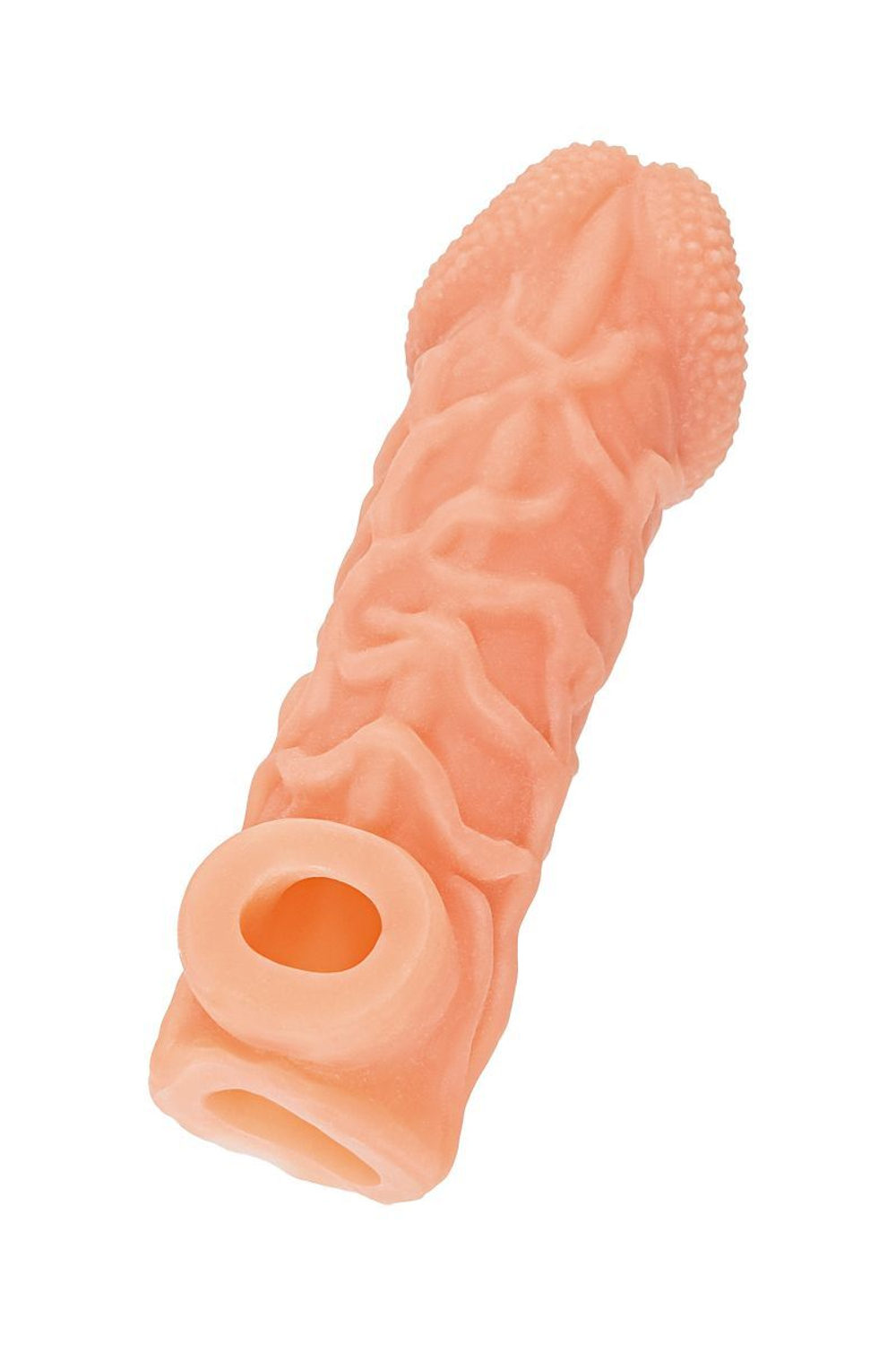 Телесная закрытая насадка с венками cock sleeve 006 size l - 17,6 см.