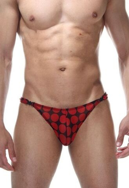 Мужские трусы-тонги в крупный красный горох