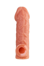 Телесная насадка на фаллос с фиксацией мошонки cock sleeve 001 size m - 15,6 см.