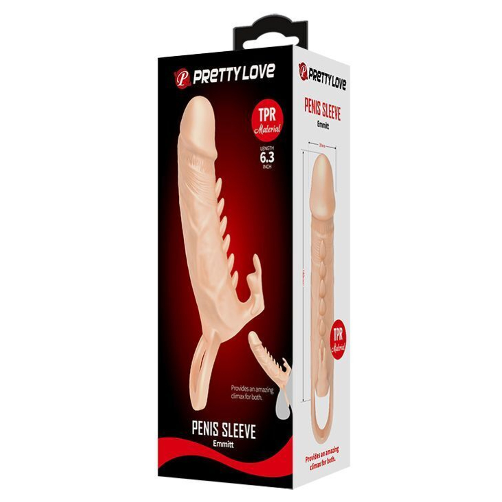 Телесная удлиняющая насадка penis sleeve emmitt - 17 см.