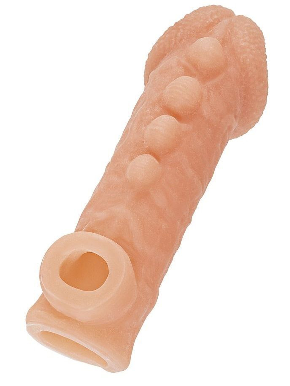Телесная закрытая насадка с шишечками cock sleeve 008 size m - 15,6 см.