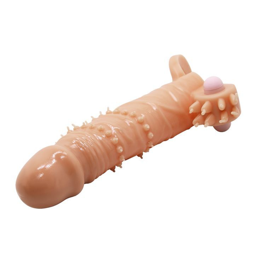 Телесная удлиняющая вибронасадка penis sleeve connor - 17 см.