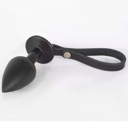 Коническая анальная пробка с ремешком - 7 см.