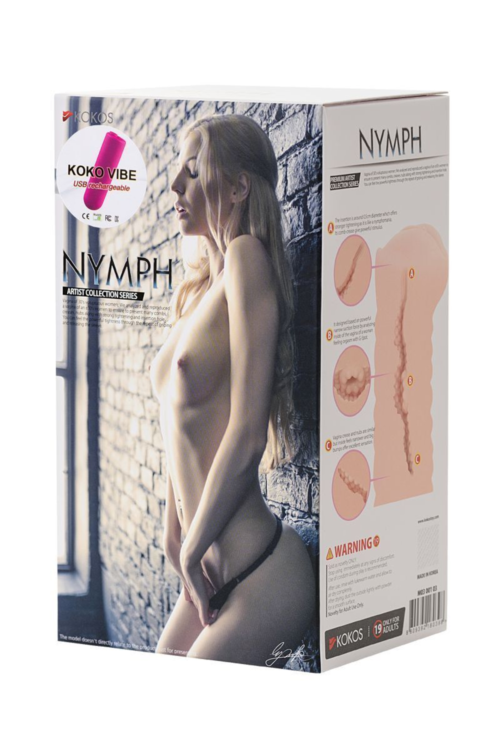 Реалистичный мягкий мастурбатор с вибрацией и вакуумом Nymph-X.