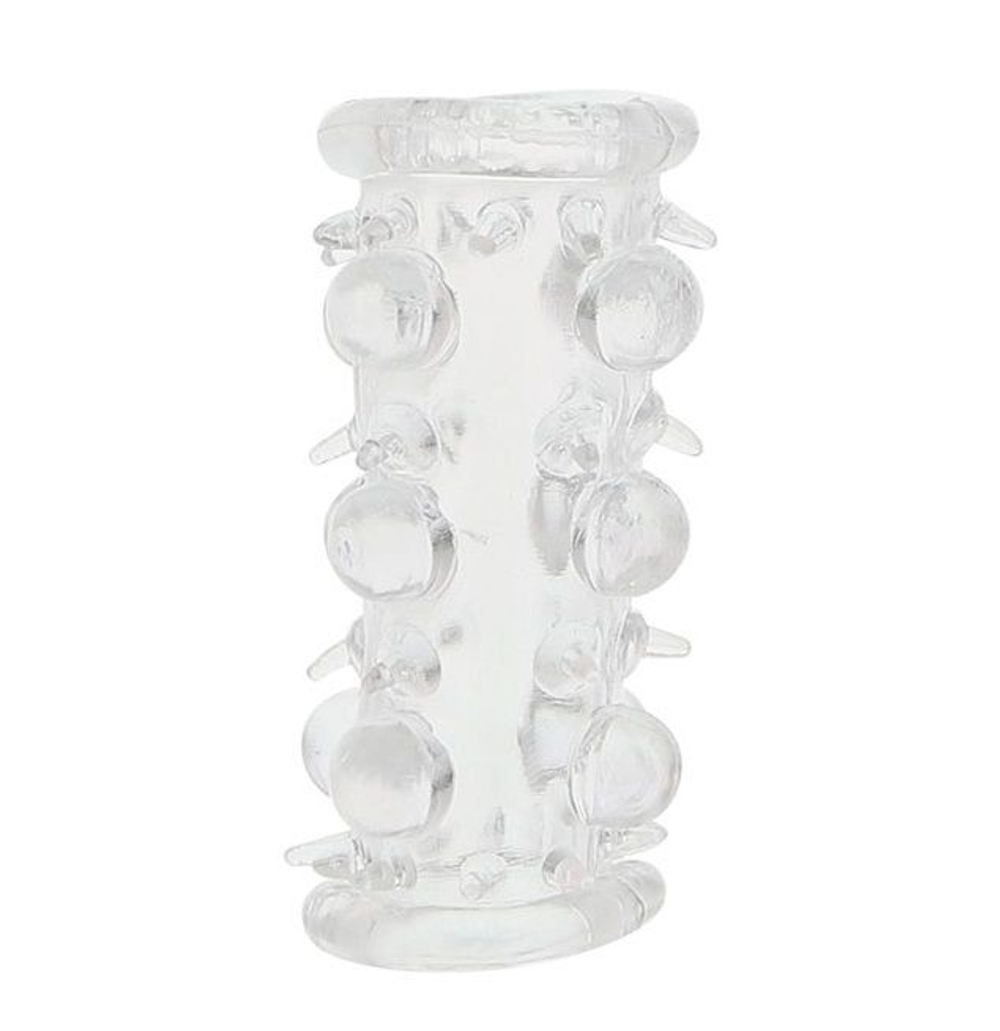 Насадка на пенис с шипами и бугорками jelly joy lust cluster clear