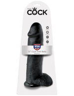 Чёрный фаллоимитатор-гигант 12  cock with balls - 30,5 см.