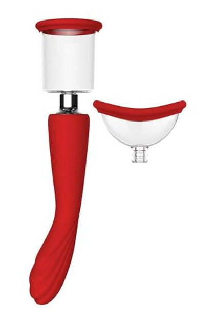 Красный двойной стимулятор georgia - вибратор и вакуумная помпа