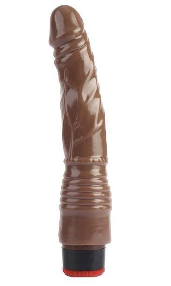 Коричневый вибратор-реалистик 8.8 Vibrating Dildo - 21,5 см.