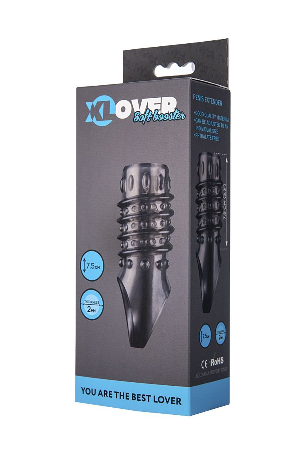 Открытая дымчатая насадка с точками и рёбрами toyfa xlover - 11,5 см.