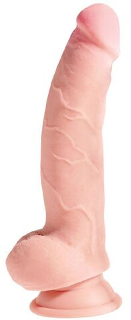 Телесный фаллоимитатор на присоске 8  Triple Density Fat Cock with Balls  - 24,1 см.