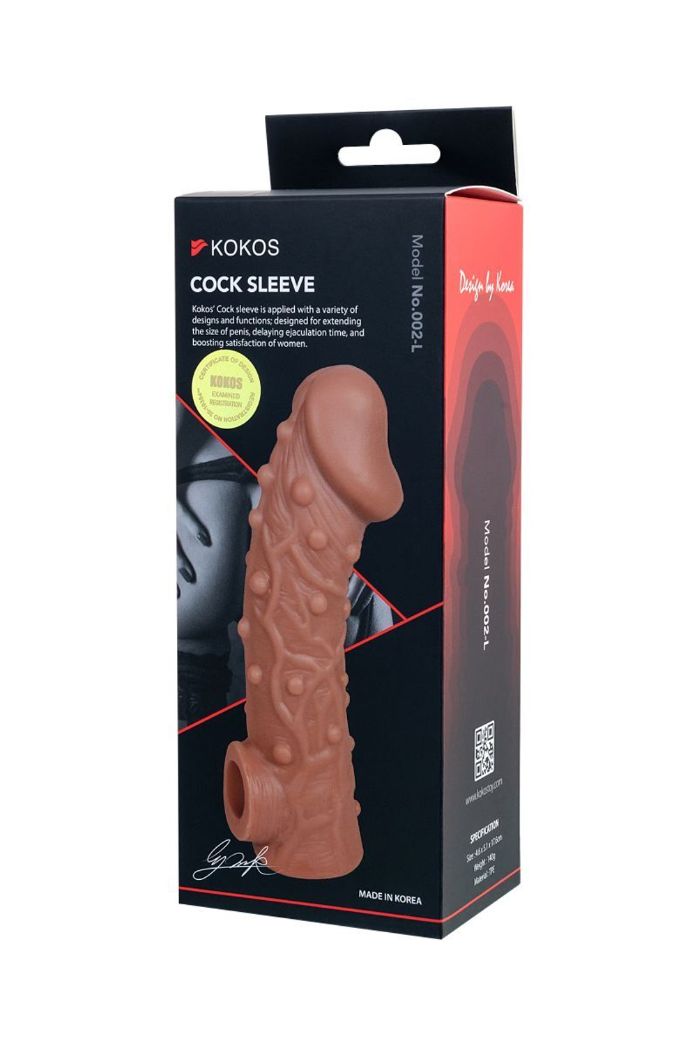 Насадка на фаллос с отверстием для мошонки cock sleeve 002 size l - 17,6 см.