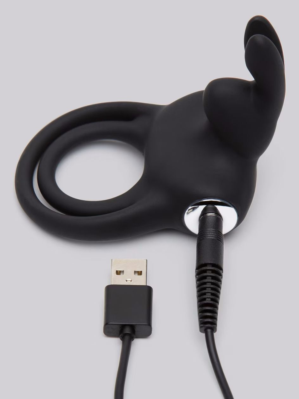 Черное эрекционное виброкольцо happy rabbit cock ring