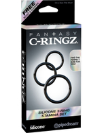 Набор из трех черных эрекционных колец Silicone 3-Ring Stamina Set