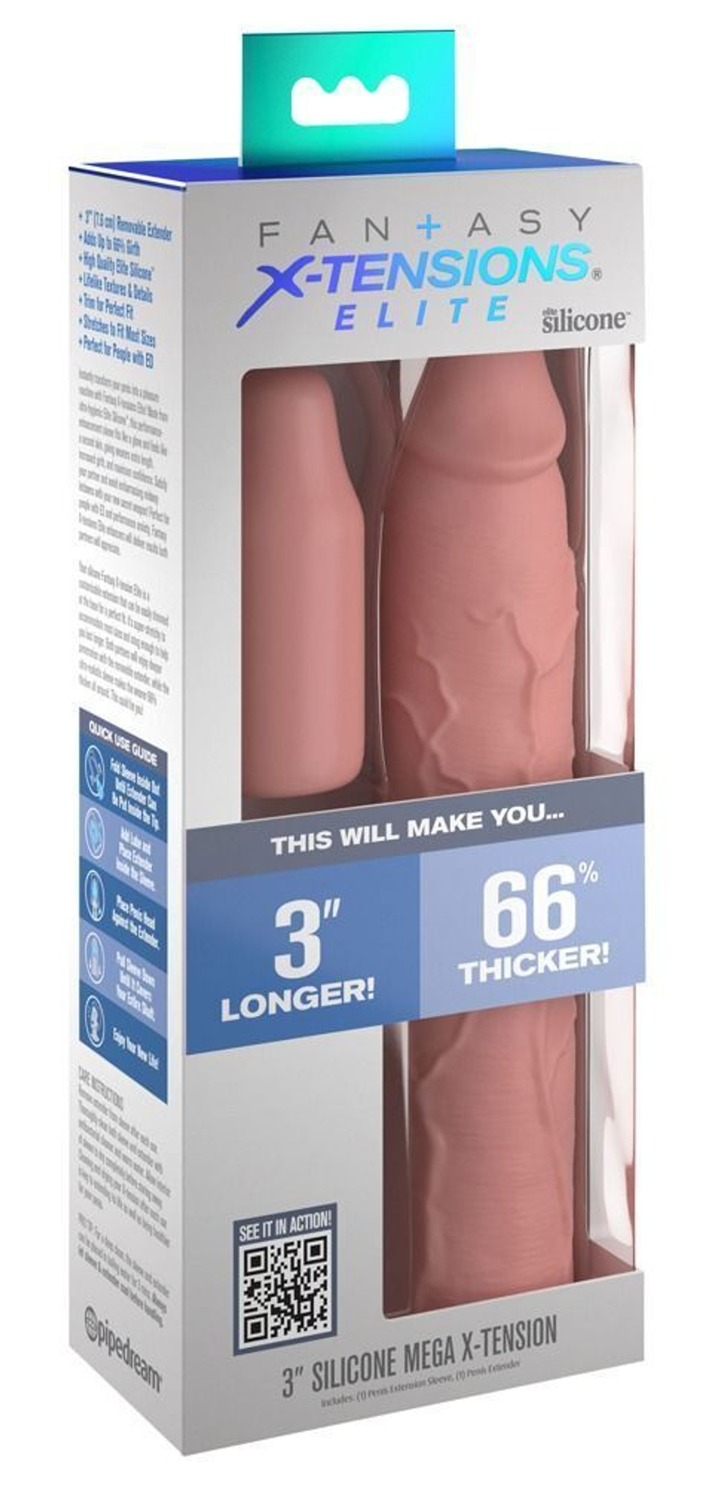 Телесная насадка-удлинитель 3 inch silicone mega x-tension - 22,9 см.