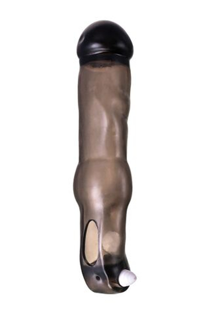 Закрытая фаллическая насадка на пенис с кольцом для фиксации  вибропулей