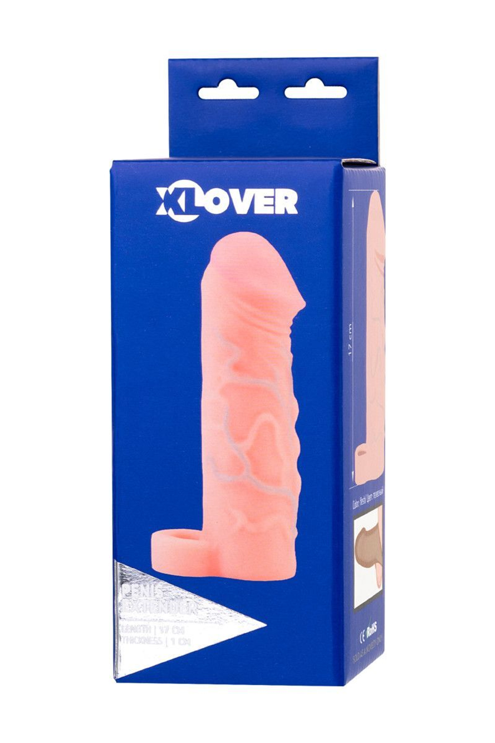 Фаллическая насадка xlover increase+ с кольцом для фиксации - 17 см.