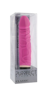 Ярко-розовый вибратор purrfect silicone classic 6.5inch - 16,5 см.