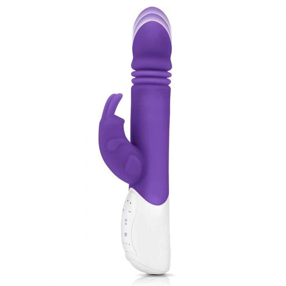 Фиолетовый пульсирующий вибромассажер g-spot thrusting rabbit - 24 см.