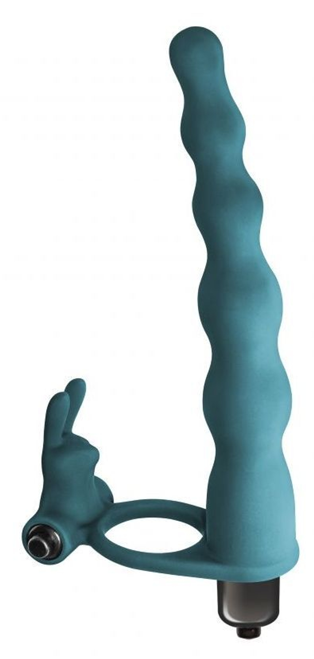Зеленая вибронасадка для двойного проникновения naughty bunny - 17 см.