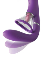 Сиреневый вибростимулятор с помпой и имитатором языка her ultimate pleasure pro