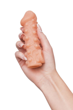 Телесная закрытая насадка с шариками cock sleeve 010 size s - 13,8 см.