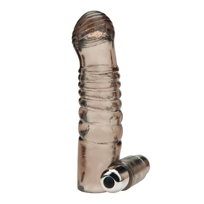 Дымчатая насадка на пенис с вибрацией  vibrating penis enhancing sleeve extension - 13,3 см.