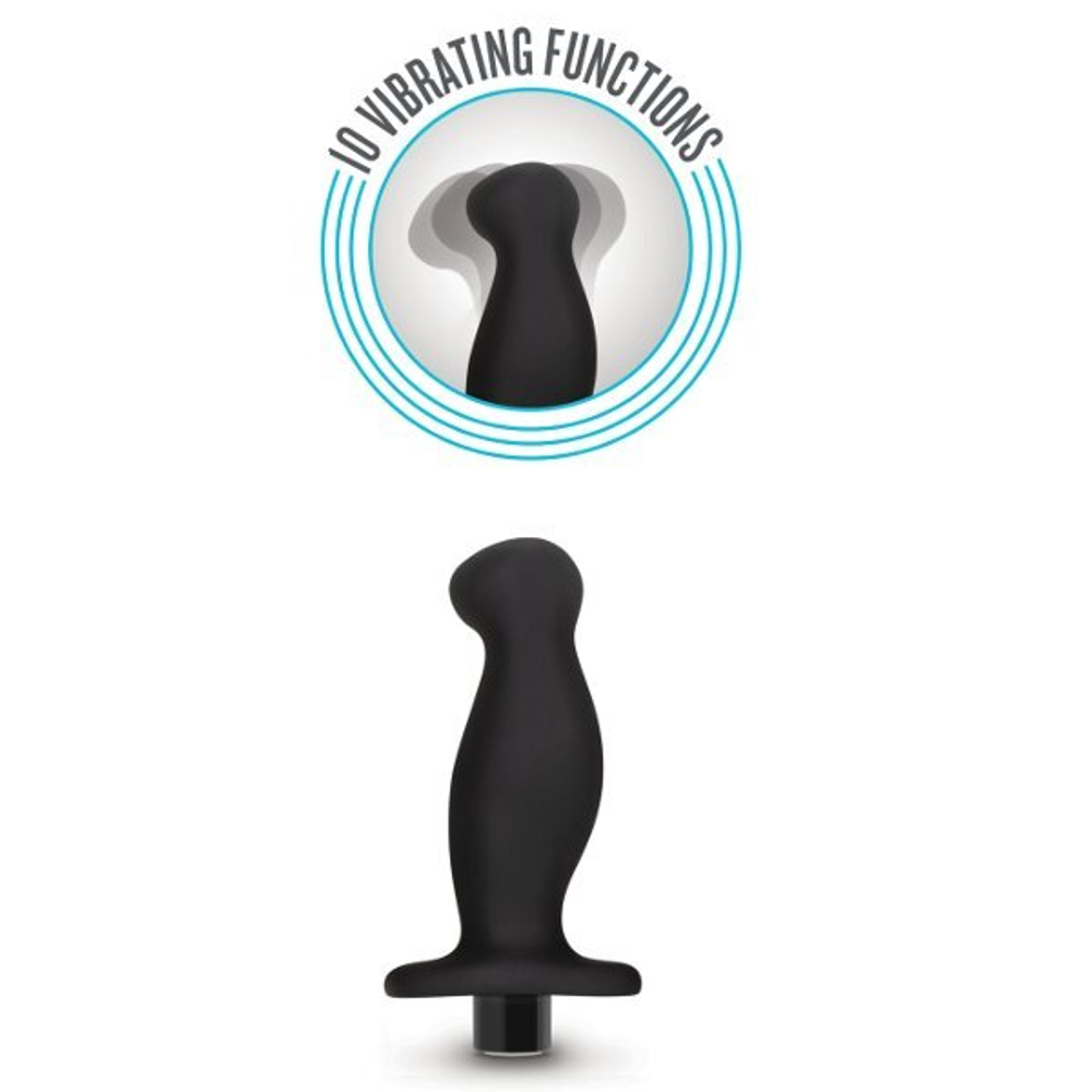 Черный анальный вибромассажёр silicone vibrating prostate massager 02 - 10,8 см.