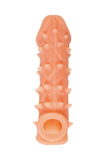 Телесная закрытая насадка с пупырышками cock sleeve 005 size l - 17,6 см.
