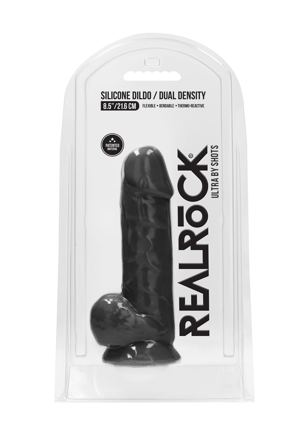 Черный фаллоимитатор realistic cock with scrotum