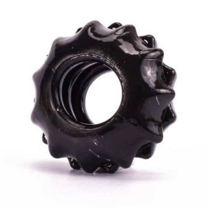 Чёрное эрекционное кольцо power plus cockring с выступами