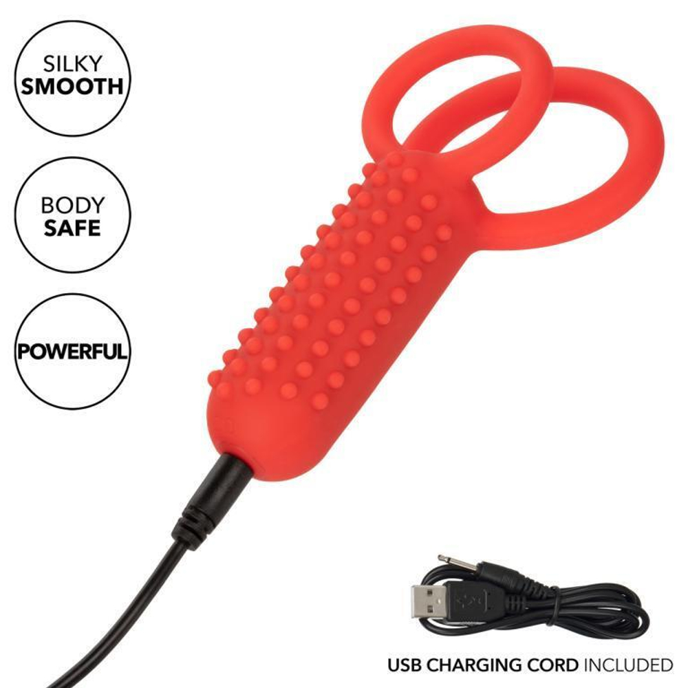 Красное эрекционное кольцо silicone rechargeable vertical dual enhancer
