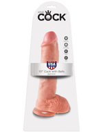 Большой фаллоимитатор с мошонкой 10  cock with balls на присоске - 25,4 см.