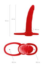 Насадка на пенис для двойного проникновения black&red - 16,5 см.