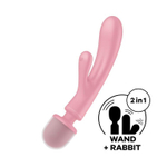 Розовый двусторонний вибромассажер triple lover - 23,7 см.
