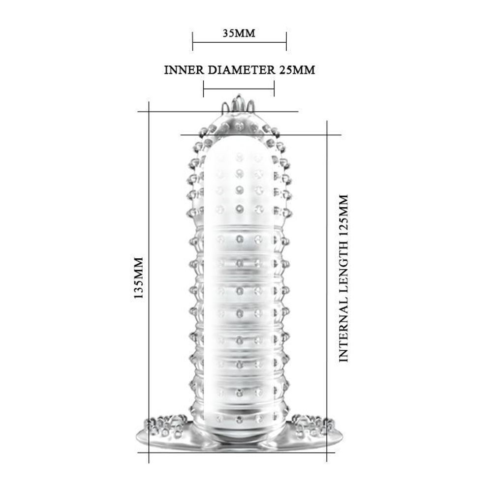 Прозрачная насадка на фаллос с закрытой головкой Penis Sleeve - 13,5 см.